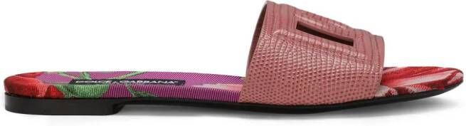 Dolce & Gabbana DG slippers met hagedissenhuid-effect Roze