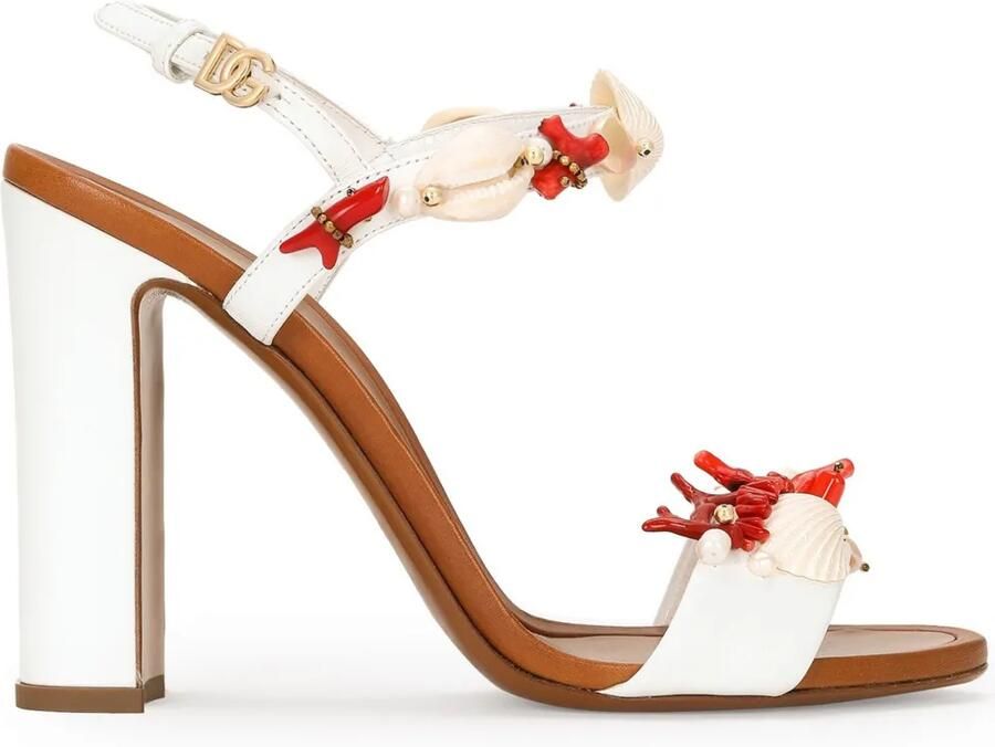 Dolce & Gabbana 105 mm Keira sandalen met geborduurd koraal Wit