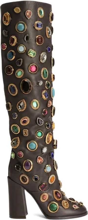 Dolce & Gabbana 105 mm laarzen verfraaid met edelstenen Bruin