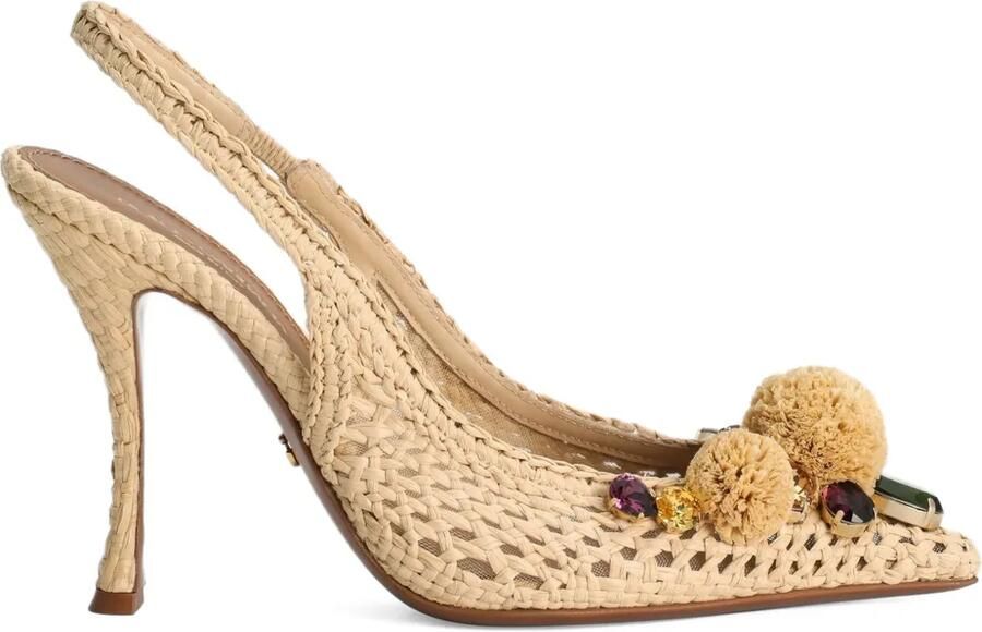 Dolce & Gabbana 105 mm pumps met pompon-detail Beige