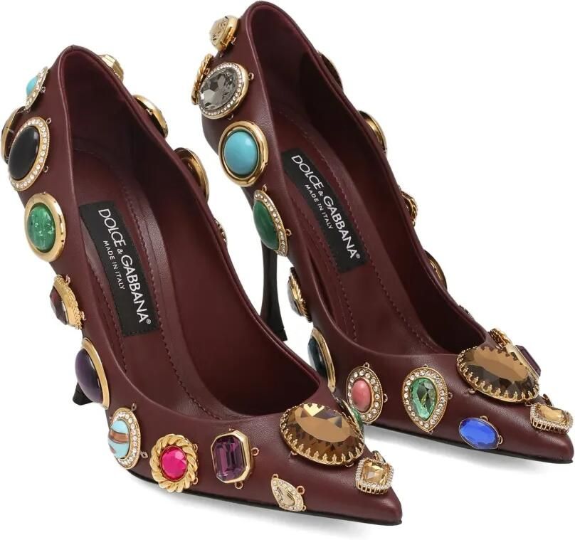 Dolce & Gabbana 105 mm pumps verfraaid met kristallen en puntige neus Bruin