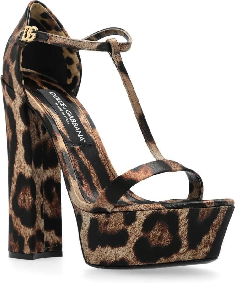 Dolce & Gabbana 105 mm sandalen met luipaardprint Bruin