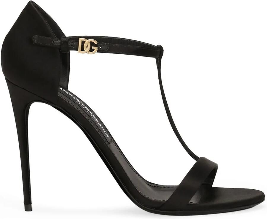 Dolce & Gabbana 105 mm satijnen sandalen Zwart