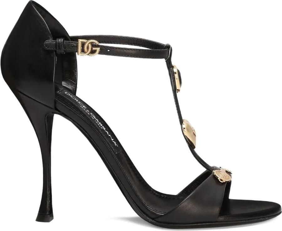 Dolce & Gabbana 105 mm verfraaide sandalen met T-bandje Zwart