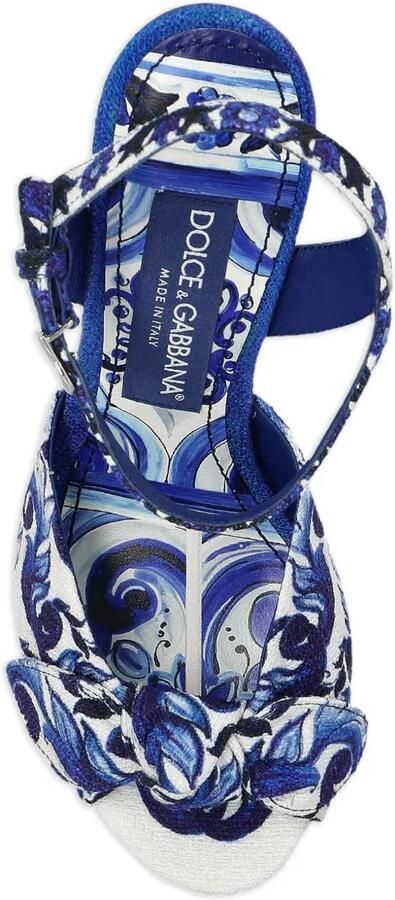 Dolce & Gabbana Sandalen met sleehak en Majolica-print Wit - Foto 5