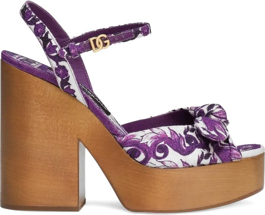 Dolce & Gabbana Sandalen met open neus en Majolica-print Paars