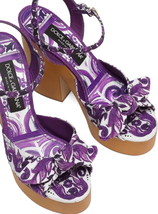 Dolce & Gabbana Sandalen met open neus en Majolica-print Paars - Foto 3