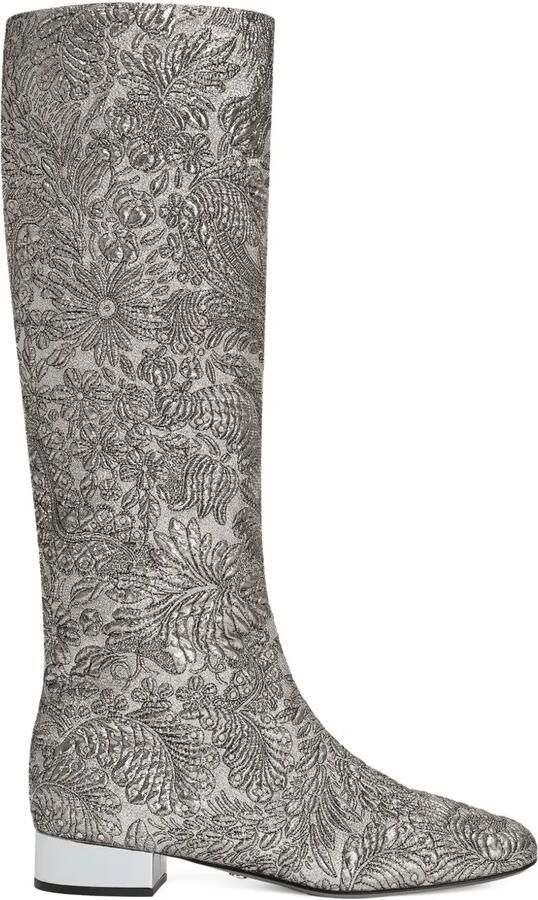 Dolce & Gabbana 30 mm laarzen met blokhak en brokaat Zilver