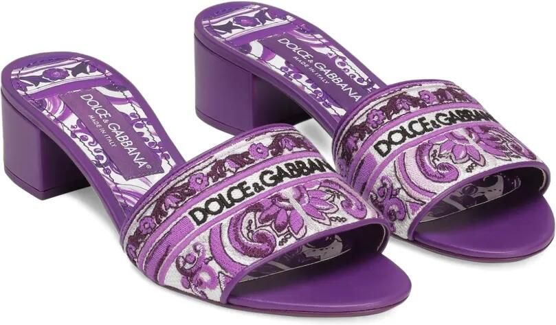 Dolce & Gabbana 40 mm muiltjes met Majolica-jacquard Paars - Foto 3