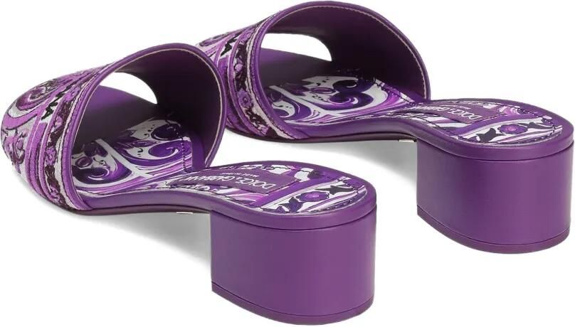 Dolce & Gabbana 40 mm muiltjes met Majolica-jacquard Paars - Foto 4