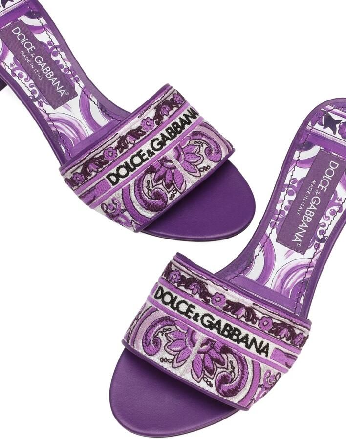 Dolce & Gabbana 40 mm muiltjes met Majolica-jacquard Paars - Foto 2
