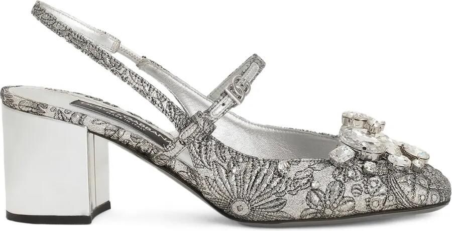 Dolce & Gabbana 60 mm slingback pumps met borduurwerk Zilver