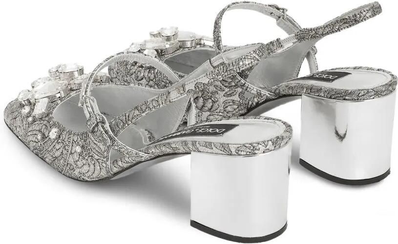Dolce & Gabbana 60 mm slingback pumps met borduurwerk Zilver - Foto 4