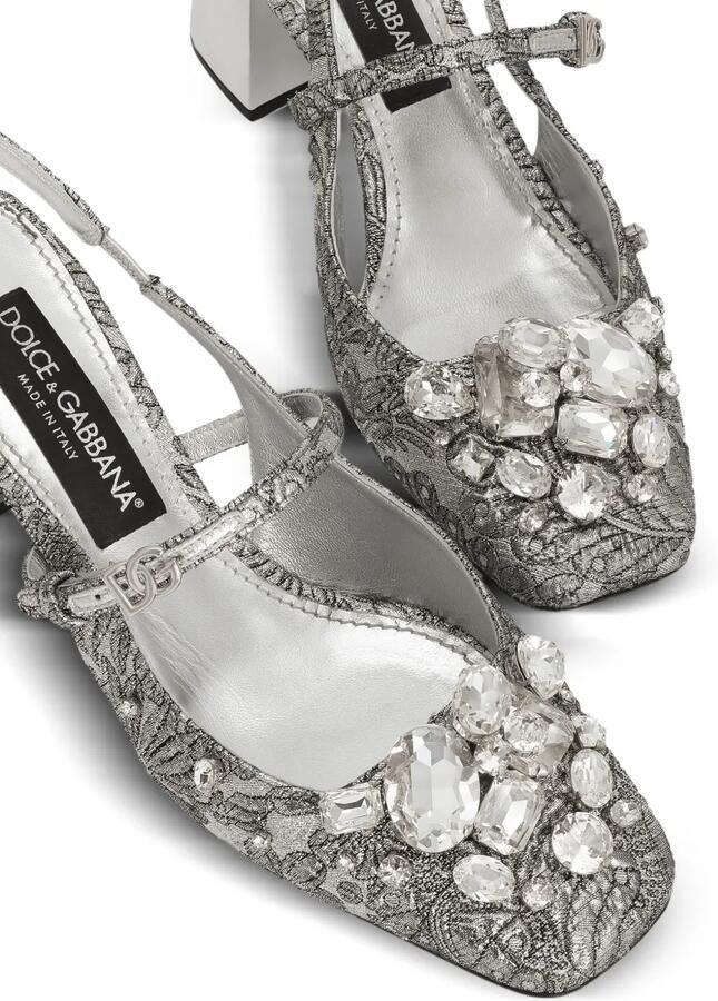 Dolce & Gabbana 60 mm slingback pumps met borduurwerk Zilver - Foto 2