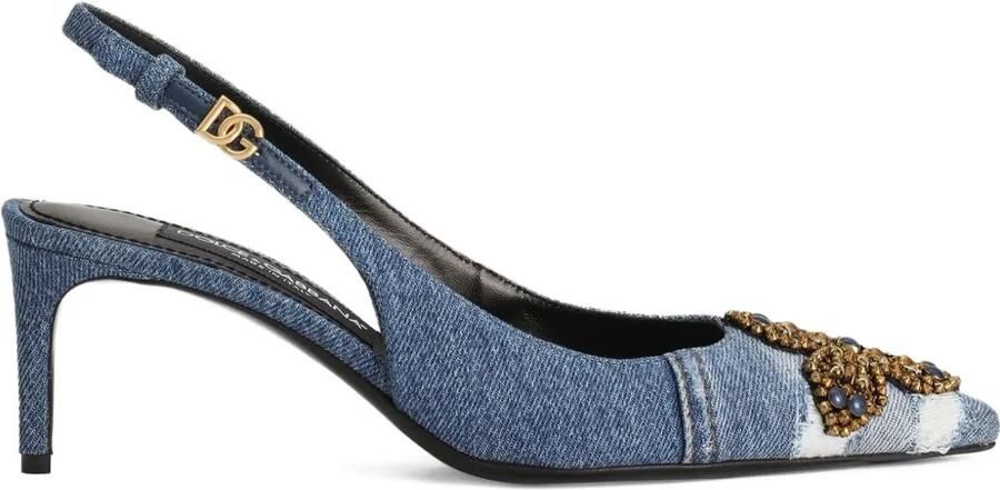 Dolce & Gabbana 60 mm verfraaide denim pumps Blauw