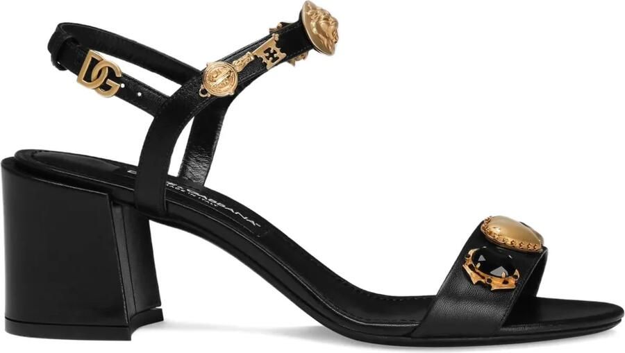 Dolce & Gabbana 60 mm verfraaide sandalen met blokhak Zwart