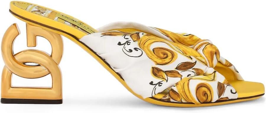 Dolce & Gabbana 75 mm DG Pop sandalen met Majolica-print Geel