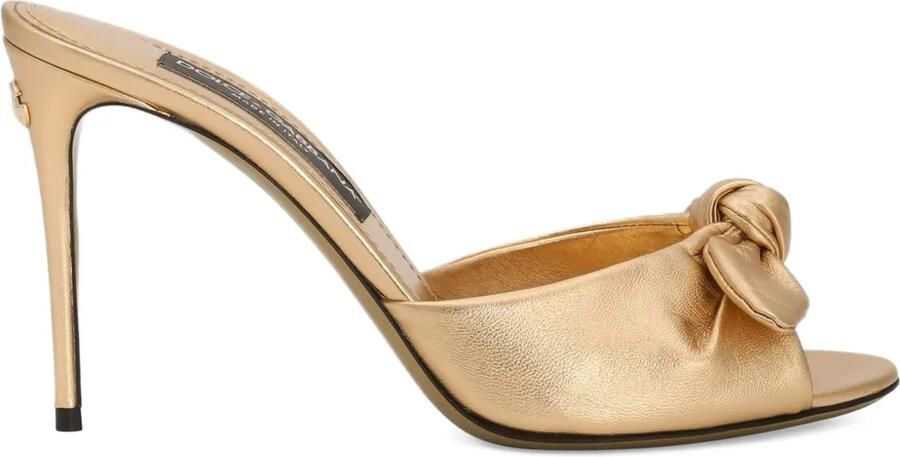 Dolce & Gabbana 90 mm leren sandalen met geknoopt detail Geel