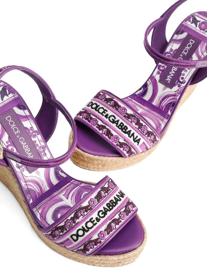 Dolce & Gabbana 90 mm sandalen met Maiolica-print Paars - Foto 2