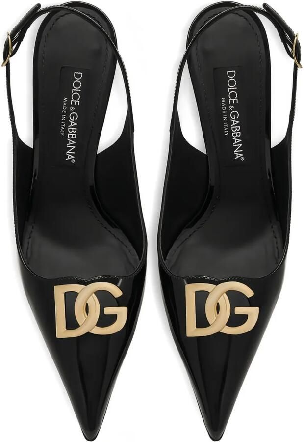 Dolce & Gabbana 90 mm slingback pumps met DG-logoplakkaat Zwart
