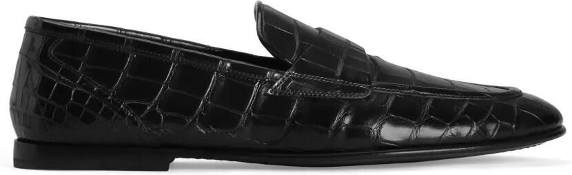 Dolce & Gabbana Alligator leren slippers Zwart