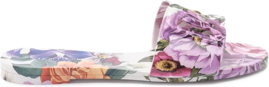 Dolce & Gabbana Badslippers met bloemenprint Wit