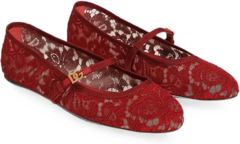Dolce & Gabbana Ballerina's met kant Rood