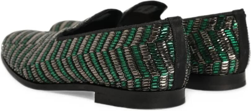 Dolce & Gabbana bead-embellished chevron-pattern loafers Groen - Foto 2