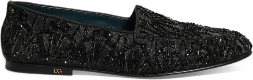 Dolce & Gabbana bead-embellished velvet loafers Zwart