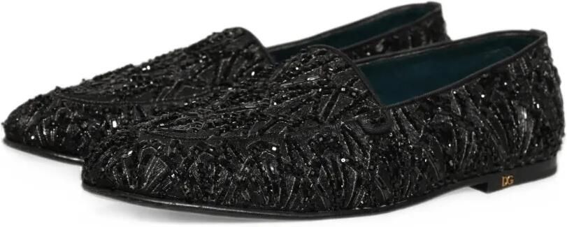 Dolce & Gabbana bead-embellished velvet loafers Zwart - Foto 4