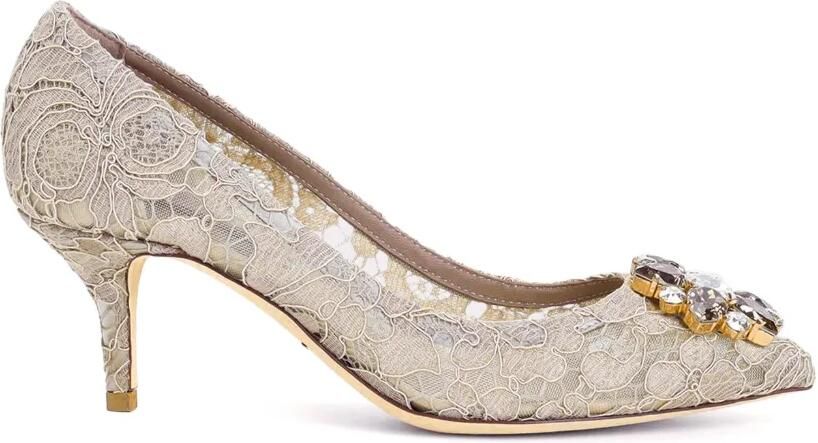 Dolce & Gabbana Bellucci Rainbow pumps met broche en bandjes Beige