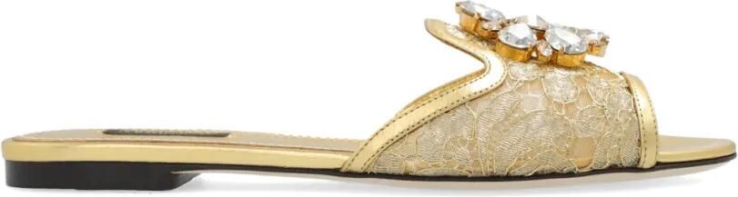 Dolce & Gabbana Bianca sandalen met broche Goud