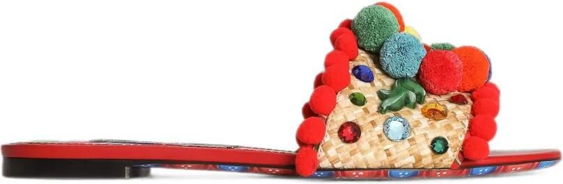 Dolce & Gabbana Bianca slippers met pompon Rood