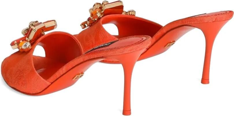 Dolce & Gabbana Brokaat muiltjes met borduurwerk Oranje - Foto 4