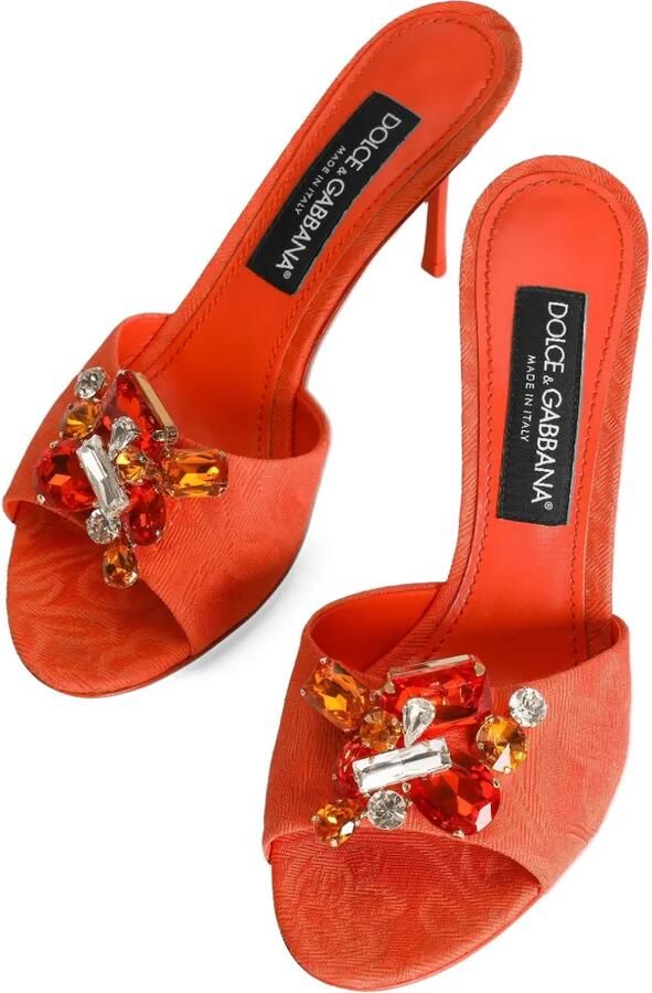 Dolce & Gabbana Brokaat muiltjes met borduurwerk Oranje - Foto 2