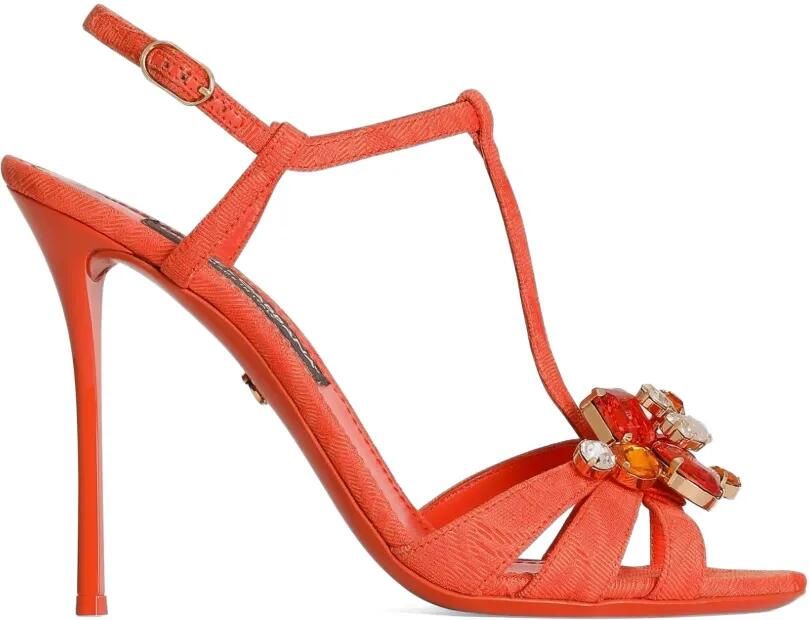 Dolce & Gabbana Brokaat sandalen met borduurwerk Oranje