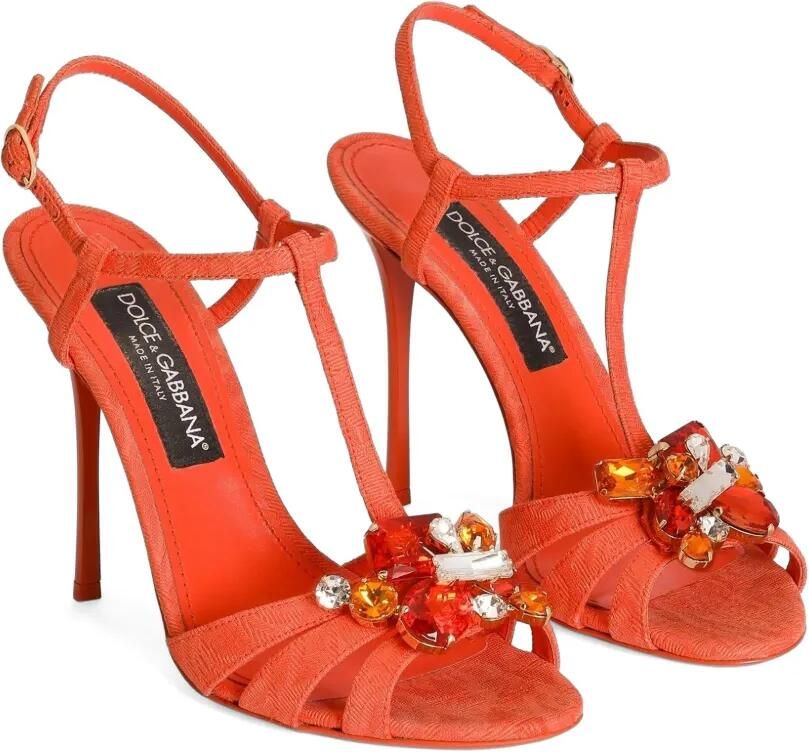 Dolce & Gabbana Brokaat sandalen met borduurwerk Oranje - Foto 3