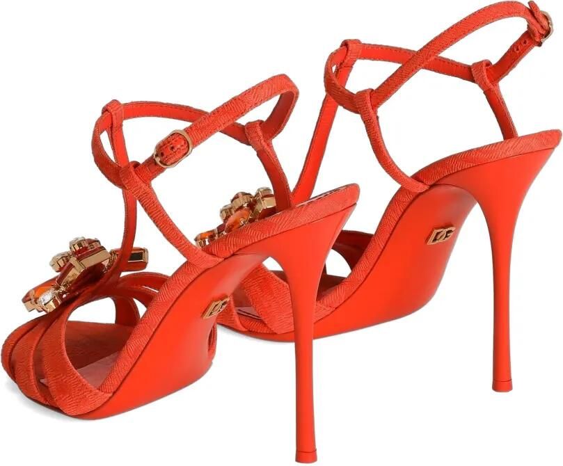 Dolce & Gabbana Brokaat sandalen met borduurwerk Oranje - Foto 4