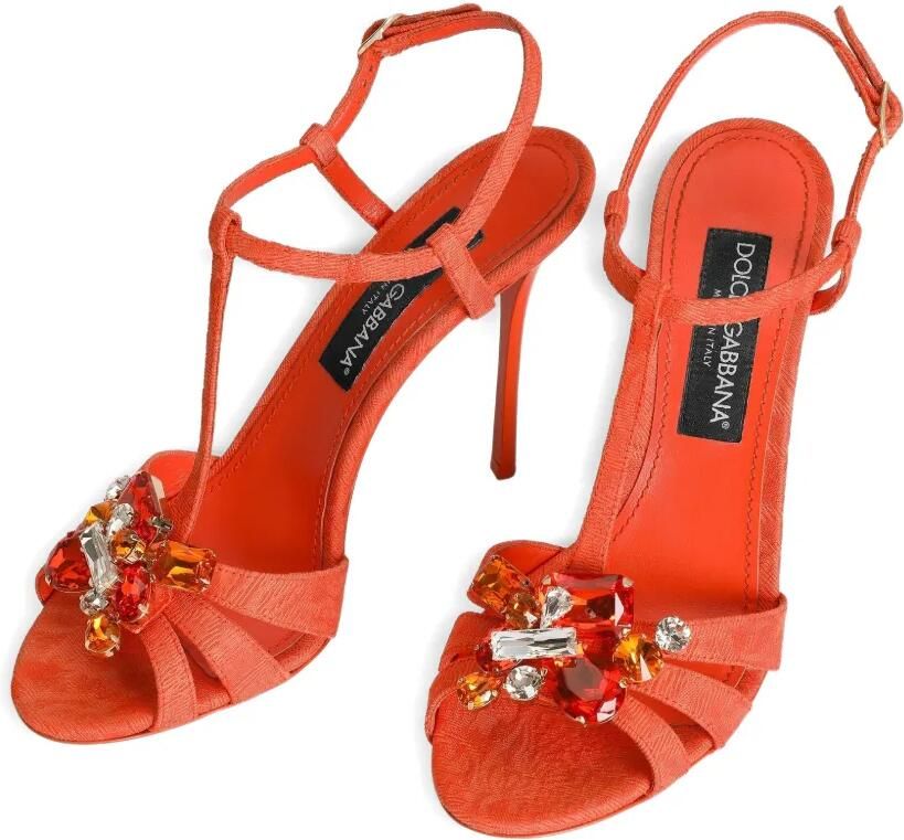 Dolce & Gabbana Brokaat sandalen met borduurwerk Oranje - Foto 2