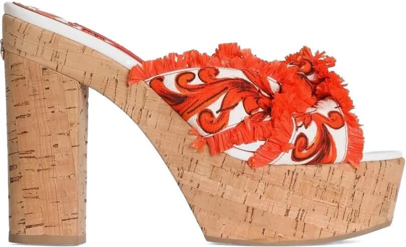 Dolce & Gabbana Brokaat sandalen met Majolica-print Oranje