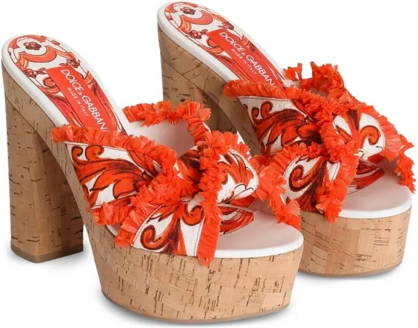 Dolce & Gabbana Brokaat sandalen met Majolica-print Oranje - Foto 3