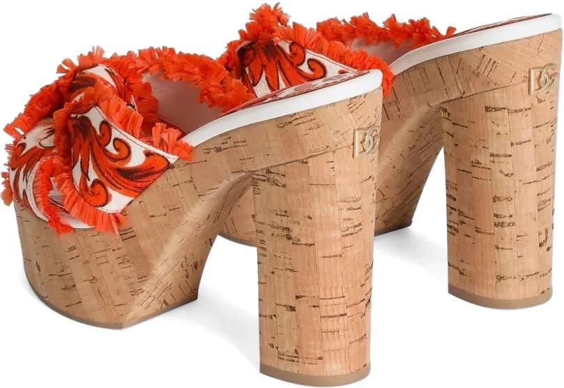 Dolce & Gabbana Brokaat sandalen met Majolica-print Oranje - Foto 4