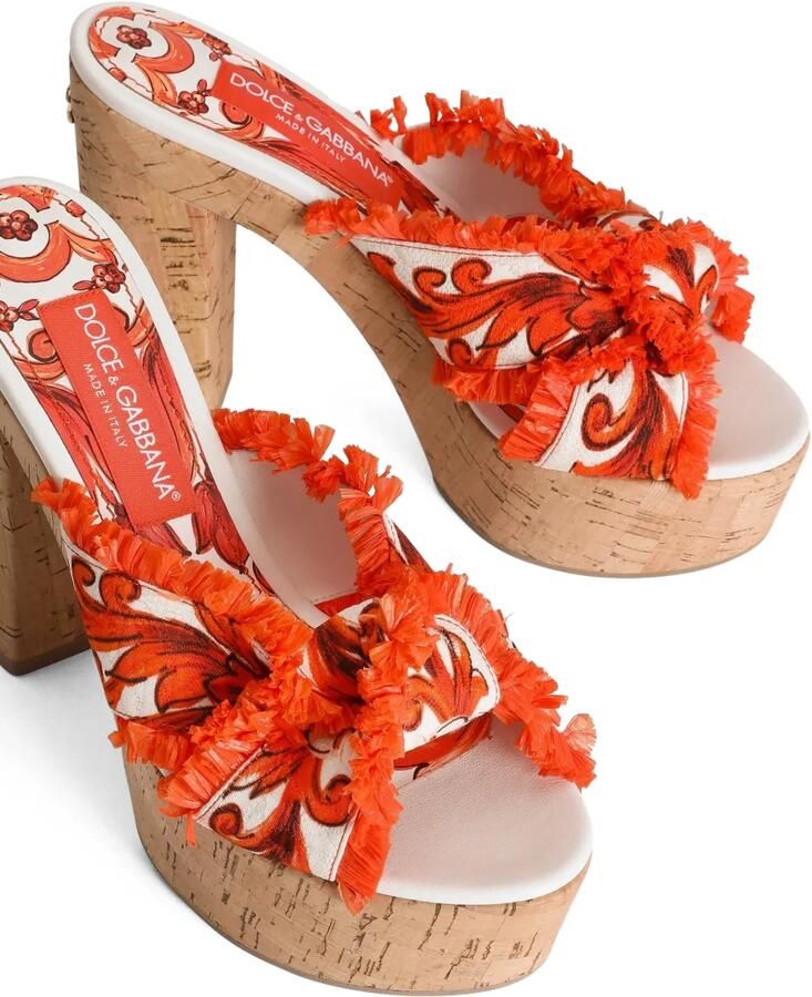 Dolce & Gabbana Brokaat sandalen met Majolica-print Oranje - Foto 2