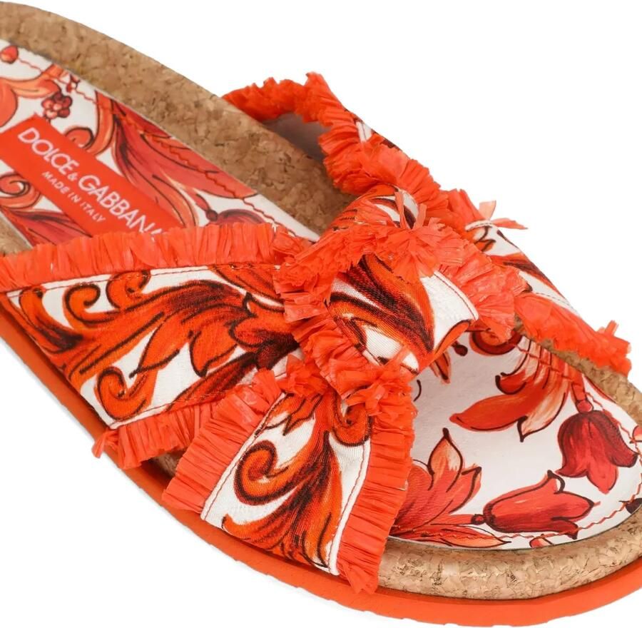Dolce & Gabbana Brokaat slippers met Majolica-print Oranje - Foto 4