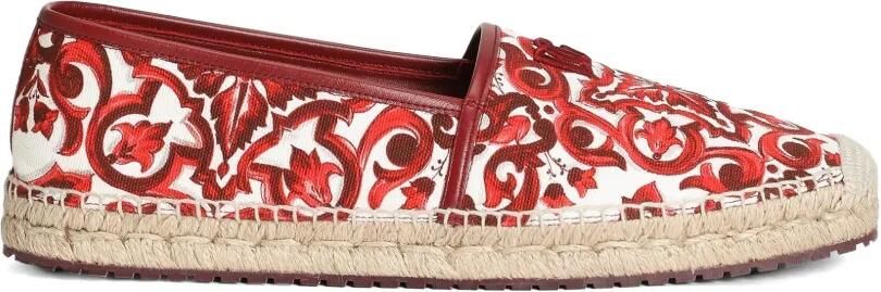 Dolce & Gabbana Canvas espadrilles met Majolica-print Rood