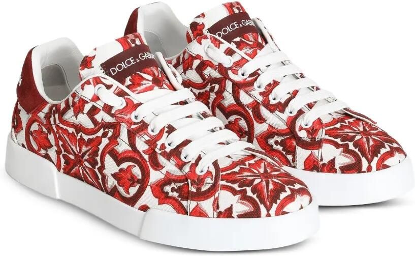 Dolce & Gabbana Canvas Portofino sneakers met Majolica-print Rood - Foto 4