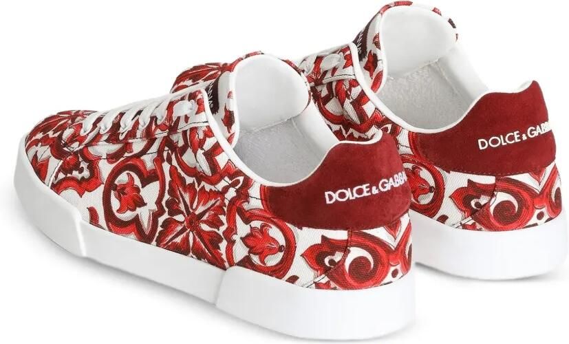 Dolce & Gabbana Canvas Portofino sneakers met Majolica-print Rood - Foto 3
