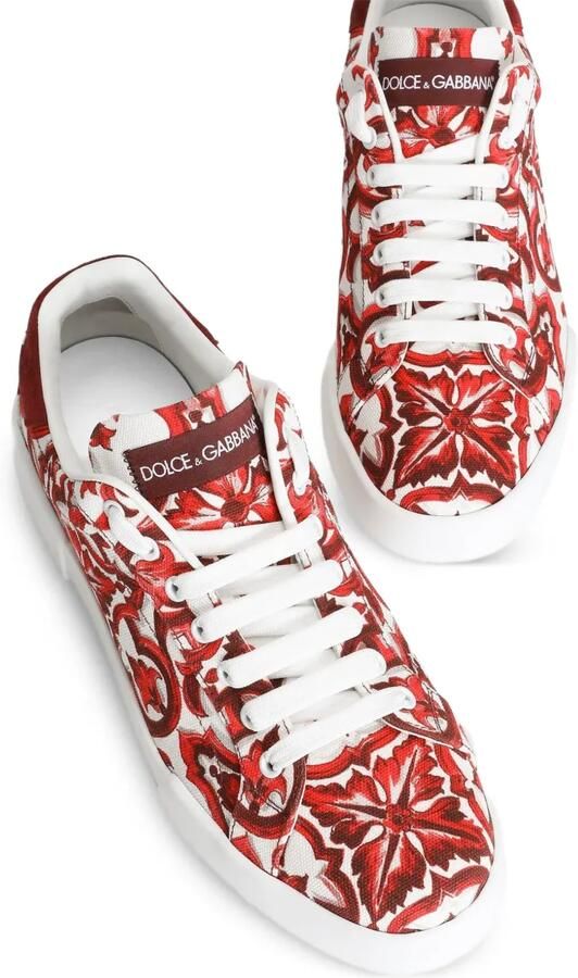 Dolce & Gabbana Canvas Portofino sneakers met Majolica-print Rood - Foto 2