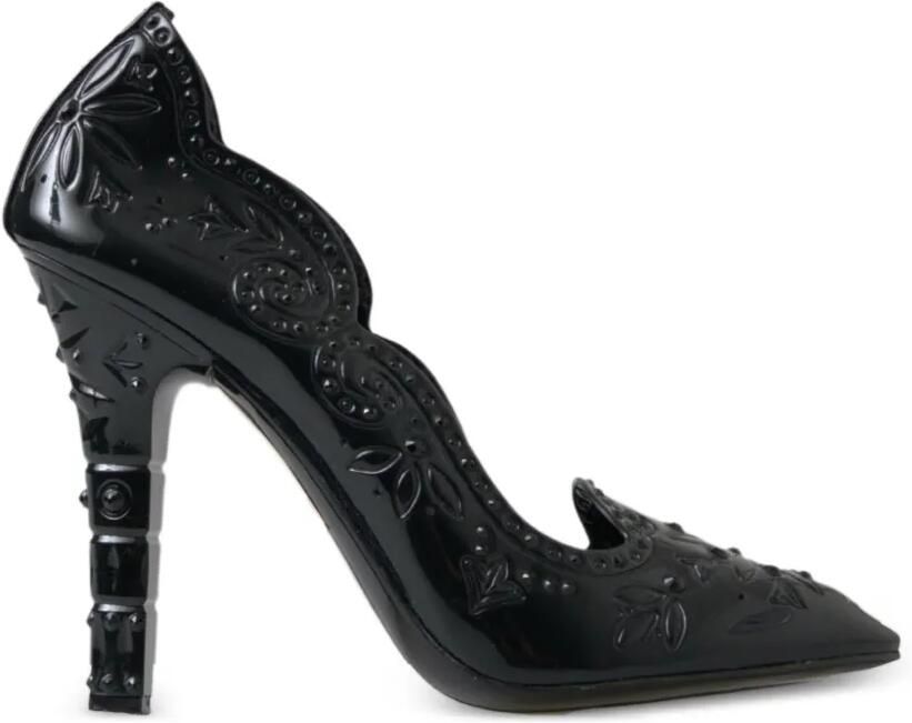 Dolce & Gabbana Cinderella pumps met bloemenprint en hak Zwart
