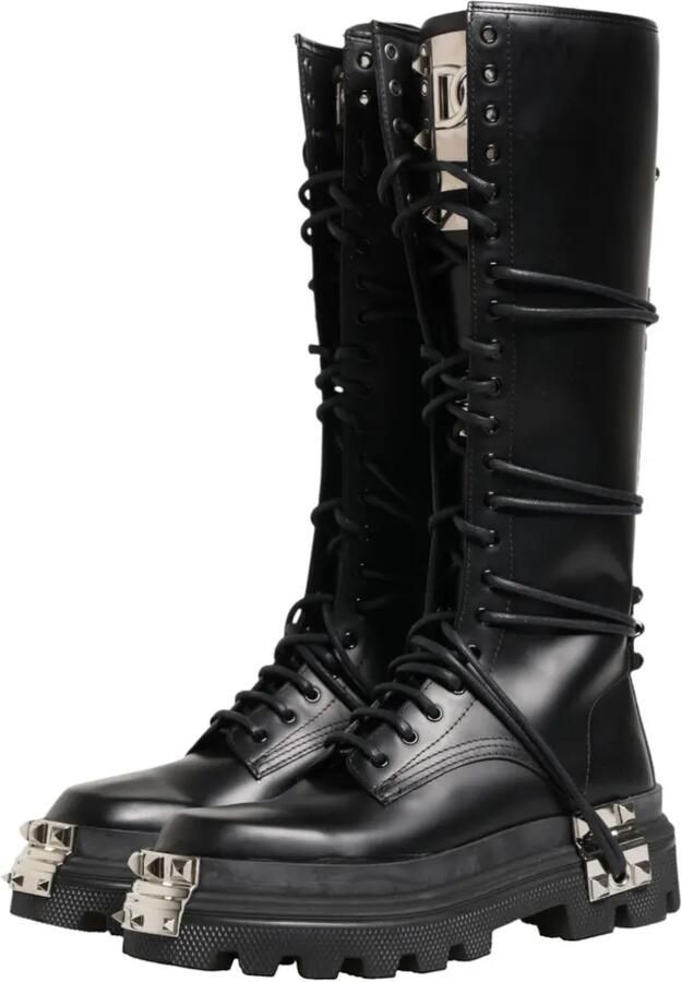 Dolce & Gabbana Combat boots met logoplakkaat en studs Zwart - Foto 2